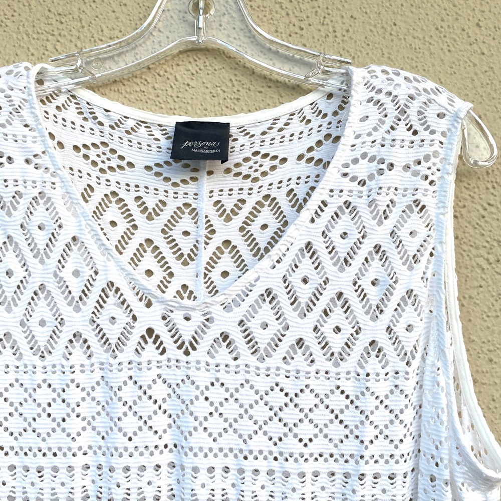 PERSONA by Marina Rinaldi white lace dress crochet maxi sleeveless coverup long - Picture 9 of 11